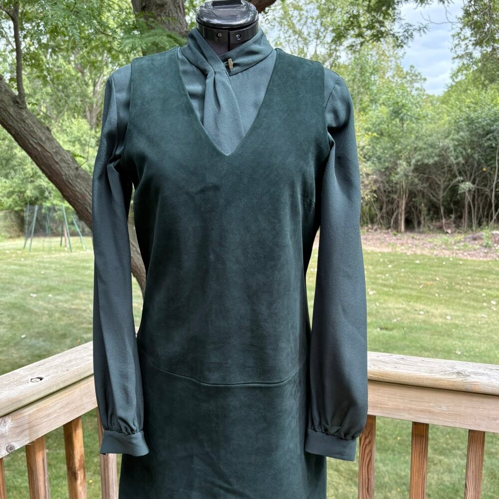 Per Se size small dark green suede tunic dress with matching size 0 blouse
